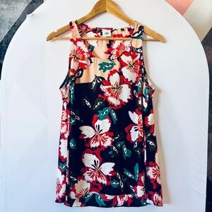 CAbi Floral Tank Top in Red and Black